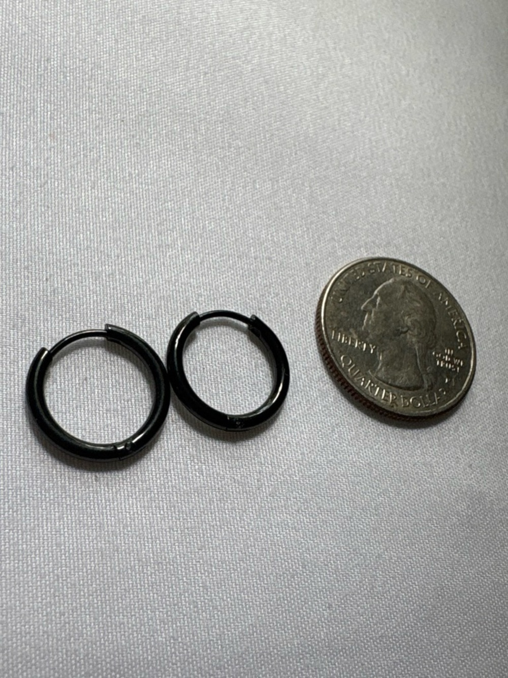 Black Stainless Steel Hoop Earrings - Small